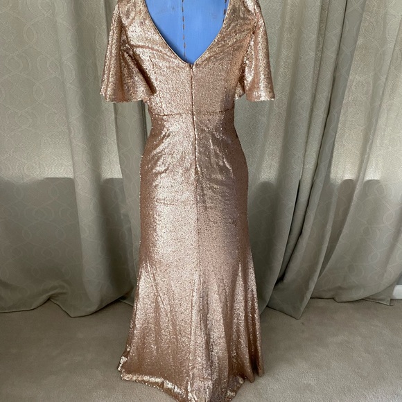 Rose Gold Lulus sequin gown - Picture 3 of 3